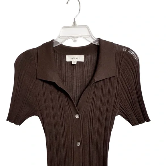 Revolve LSpace Undertow Dress Womens L Expresso Brown Stretch Ribbed Knit Maxi - Picture 5 of 11